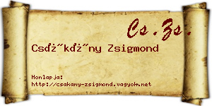 Csákány Zsigmond névjegykártya